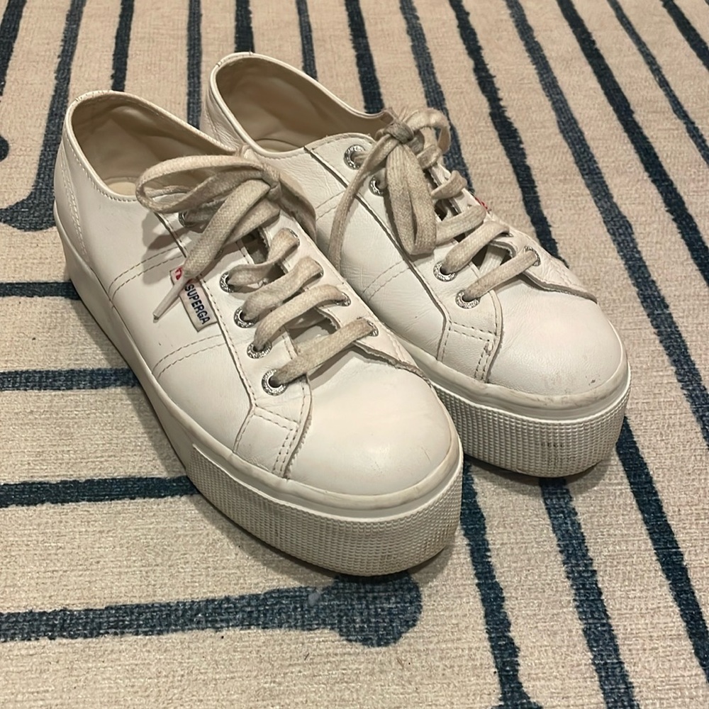 Superga womens 2790 - Nappa Sneaker, White Leather, 7.5 US